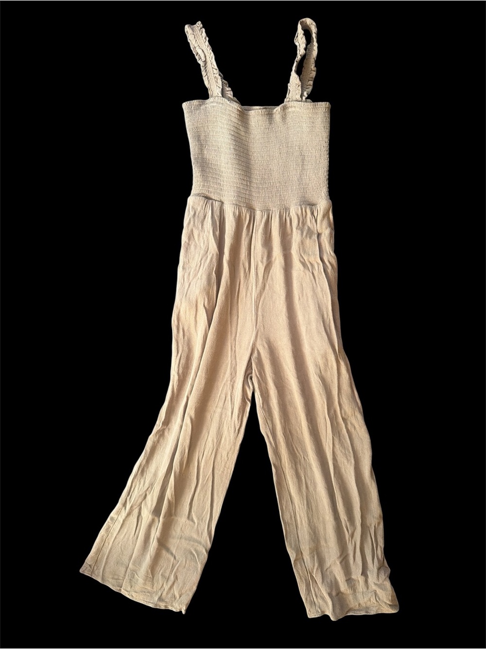 Wilfred Light Brown Smocked Top Cropped Jumpsuit